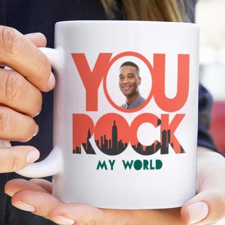 Rock My World Photo Upload Mug